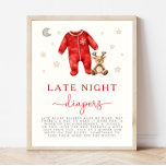 Sent på natten - game Sign för julbabyskor Poster<br><div class="desc">Sent nattliga dagstidningar - jullebabyskylt</div>