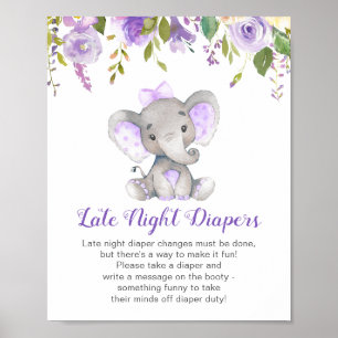 Sent på natten skriver tidningar på Elephant Baby Poster