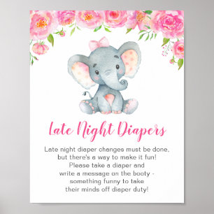 Sent på natten skriver tidningar på Elephant Baby Poster