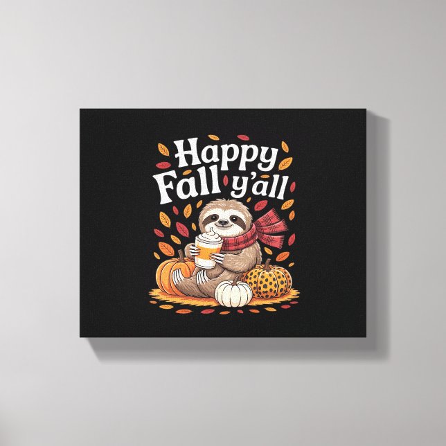 Sent pumpkrydda lycklig Fall Yall höst Canvastryck (Framsida)