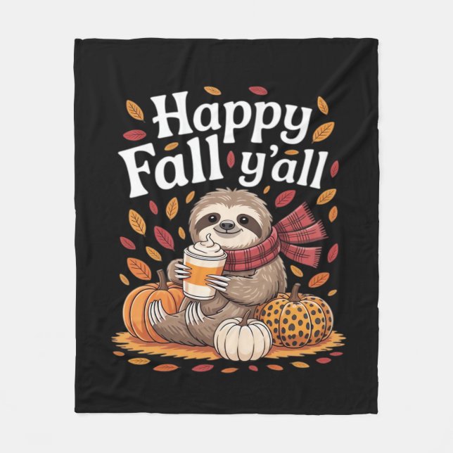 Sent pumpkrydda lycklig Fall Yall höst Fleecefilt (Framsidan)