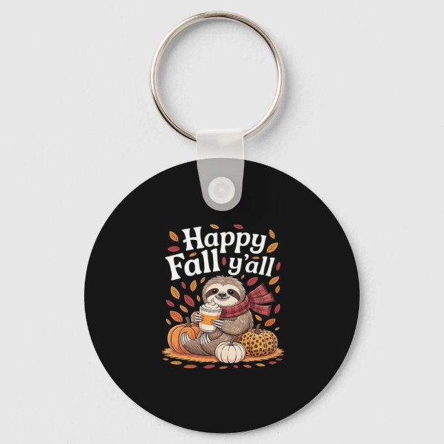 Sent pumpkrydda lycklig Fall Yall höst Nyckelring (Framsida)