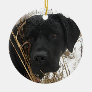 Sent Season Hunt - Svart lab - Labrador Julgransprydnad Keramik