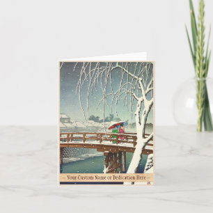 Sent Snö Along Edo River Hasui Kawase vinterkonst Helgkort