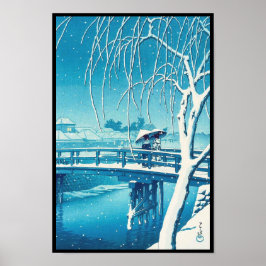 Sent Snö Along Edo River hasui kawase vinterkonst Poster