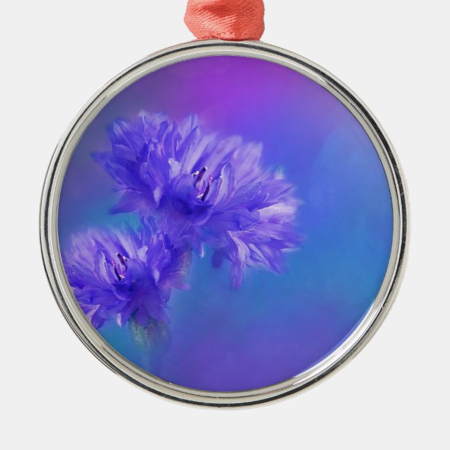 Sent sommarblomma flora Blue Lila Cornblomma Julgransprydnad Metall (Framsidan)
