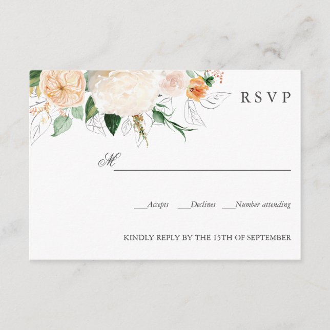 Sent sommartid, Orange Botaniskt BRÖLLOP OSA Kort (Framsida)