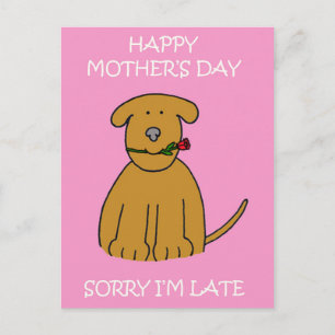Sent Tecknad Puppy Mors dag Vykort