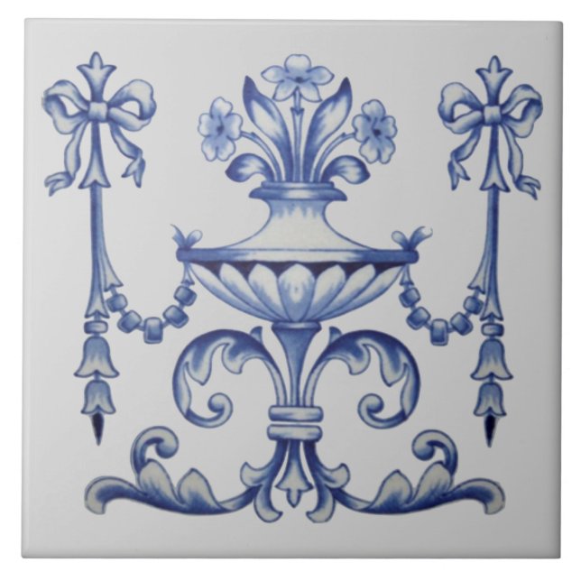 Sent Victorian Blue NeoClassic. 1900 Design Kakelplatta (Framsidan)