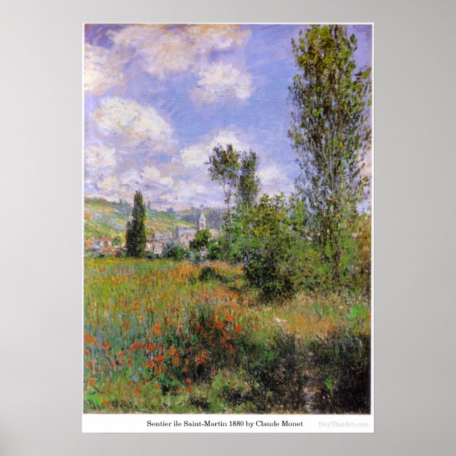 Sentier ile Saint-Martin 1880 av Claude Monet Poster (Framsidan)