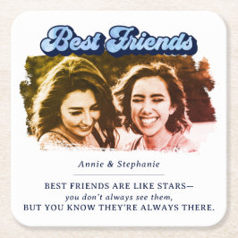 Sentimental Best Friends Quote Photo Underlägg Papper Kvadrat