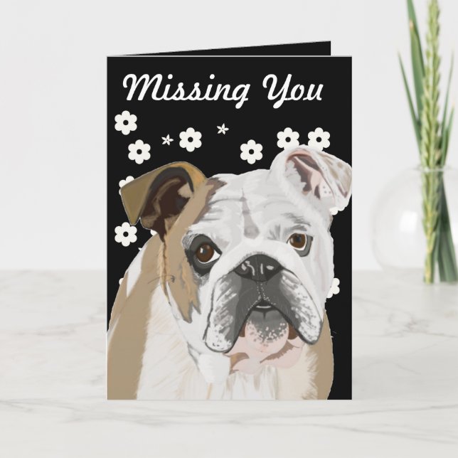 Sentimental British Bulldog "Missing You" Kort (Framsida)