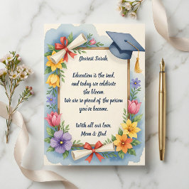 Sentimental Floral Watercolor Poem Graduation Card