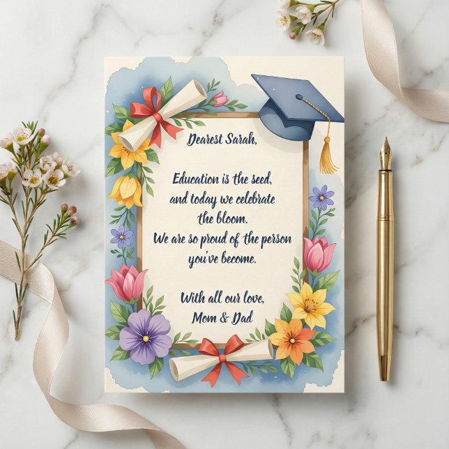 Sentimental Floral Watercolor Poem Graduation Card (Skapare uppladdad)