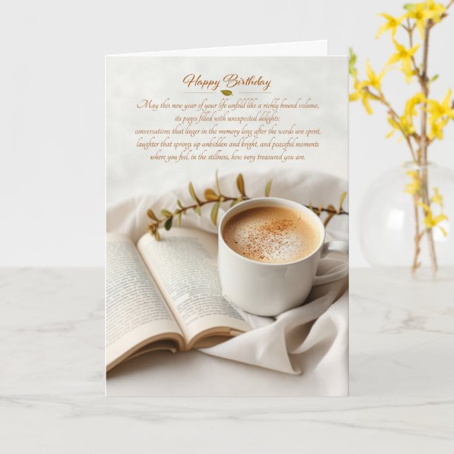 Sentimental Födelsedagskaffe och Bok Kort (Gul blomma)