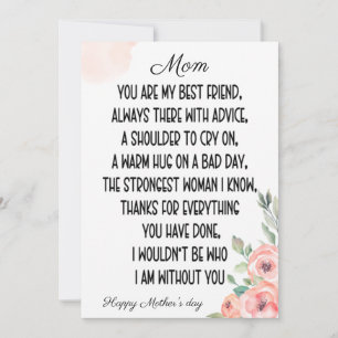Sentimental ord för Mamma, Lycklig Mors dag Inbjudningar