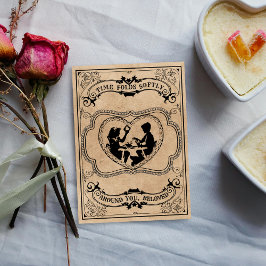 Sentimental Sepia Vintage Silhouette Heart Julkort