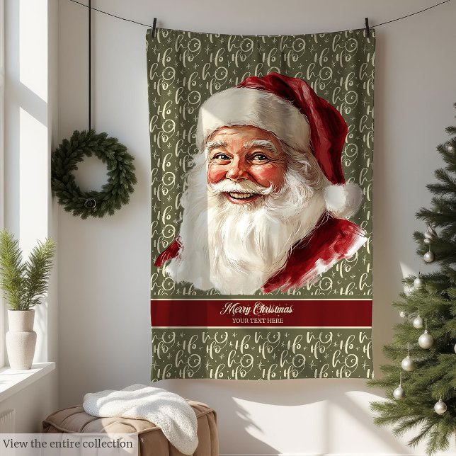 Sentimental Vintage Jultomten Helgdag Blanket Fleecefilt (Sentimental Vintage Santa Claus Holiday Blanket)