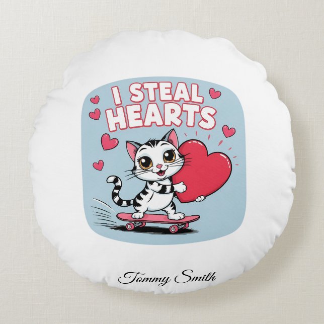 Sentimentala, moderna Valentine Pillows for Pets Rund Kudde (Framsidan)