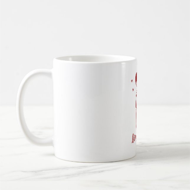 Sentimentala och kärleksfulla linjekonstillustrati kaffemugg (Vänster)