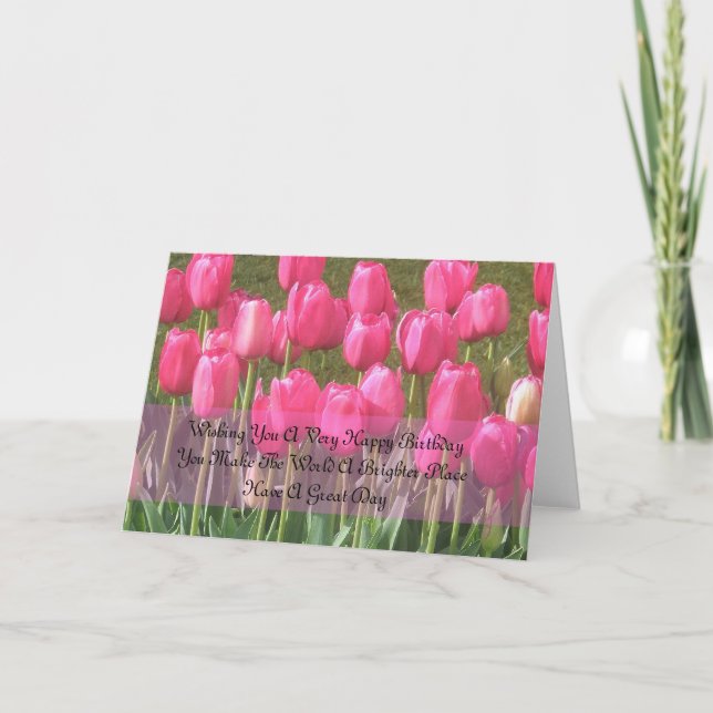 Sentimentala rosa tulpanfödelsedagskort kort (Framsida)