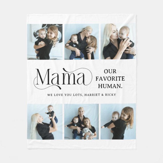 Sentimentalt fotokollage Mamma Minnessak  Fleecefilt (Framsidan)