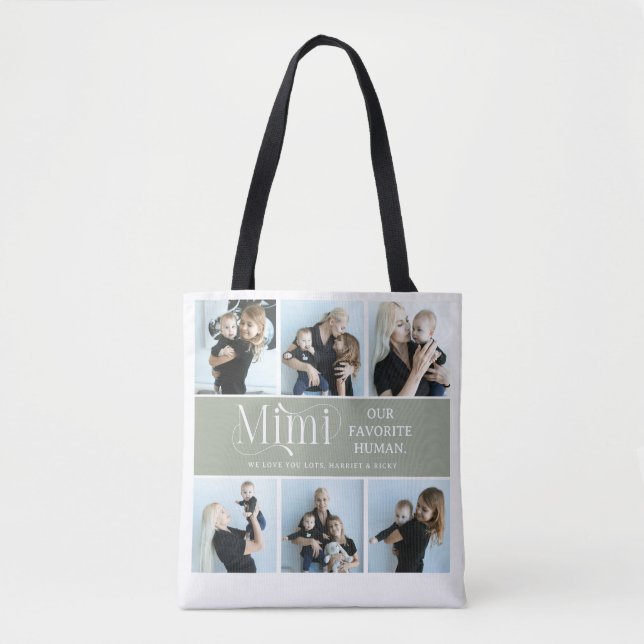 Sentimentalt fotokollage Mimi- minnessak  Tygkasse (Framsida)