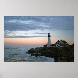 Sentinal vid Sunset, Portland Head Lighthouse Poster