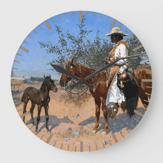 Sentinel Frederic Remington 1889 Cowboytema  Stor Klocka