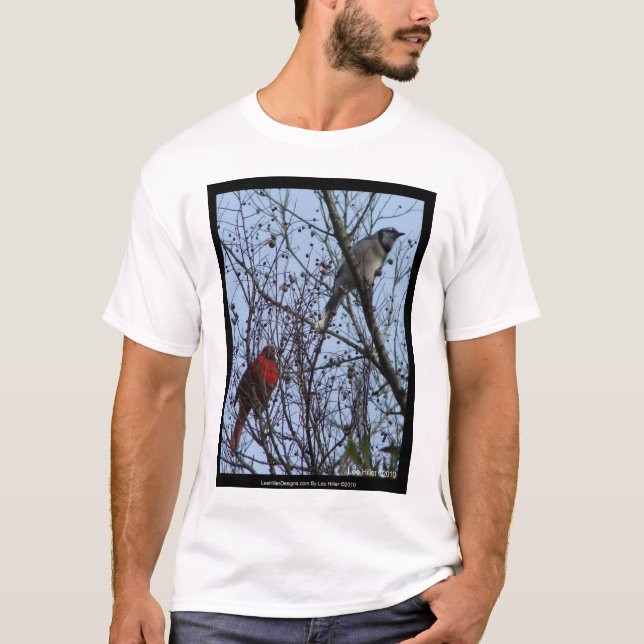 Sentinels Blue Jay och Cardinal av Lee Hiller Tee (Framsida)