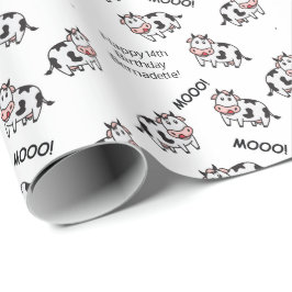Sentisering av groddjur i Cute Black and White Cow Presentpapper