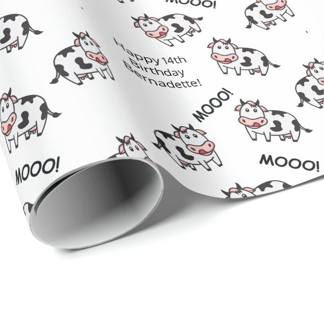 Sentisering av groddjur i Cute Black and White Cow Presentpapper (Rullad Hörn)