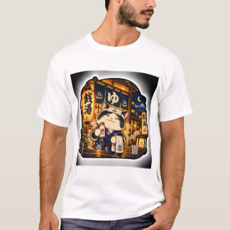 Sento Night Cat T-Shirt | Japansk badhus Retro