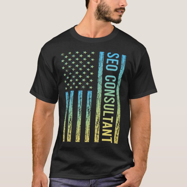 SEO-konsult för blå Gult T Shirt (Framsida)