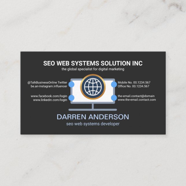 SEO-teknik för Webben för skrivbordsplacering Visitkort (Framsida)