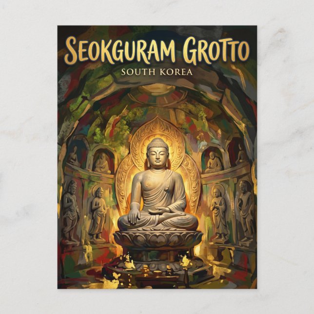 Seokguramgrottan Sydkorea Vykort (Framsida)