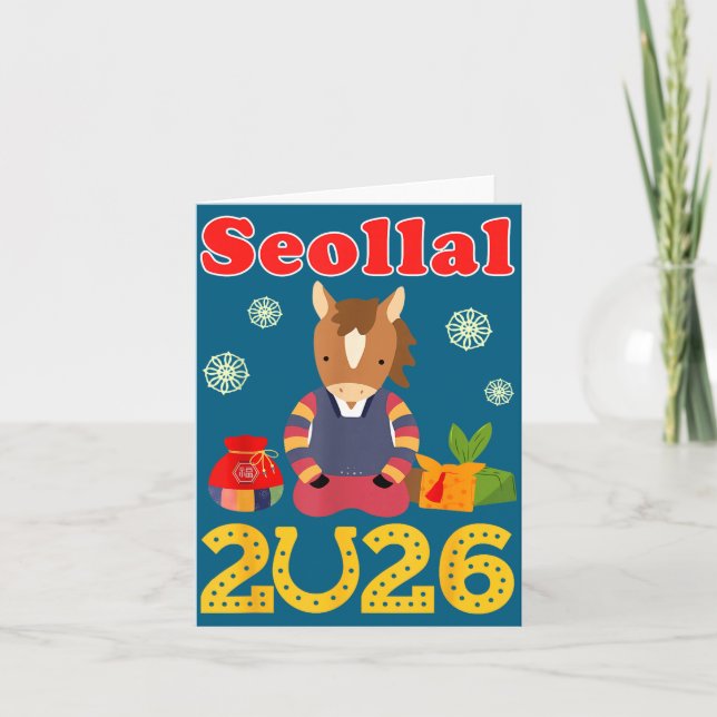 Seollal 2026 Glad Koreansk Lunar Illustration Kort (Framsida)