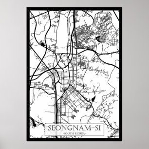 Seongnam-si Sydkorea stadsplan Poster