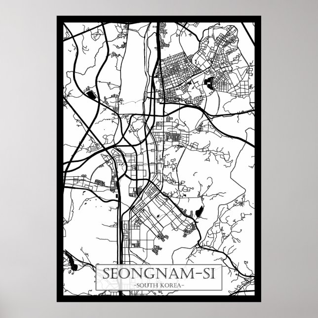 Seongnam-si Sydkorea stadsplan Poster (Framsidan)