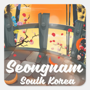 Seongnam Sydkorea resaffisch Fyrkantigt Klistermärke