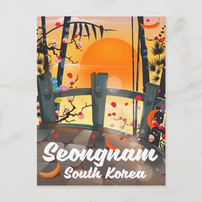 Seongnam Sydkorea reseinformation affisch Vykort (Framsida)