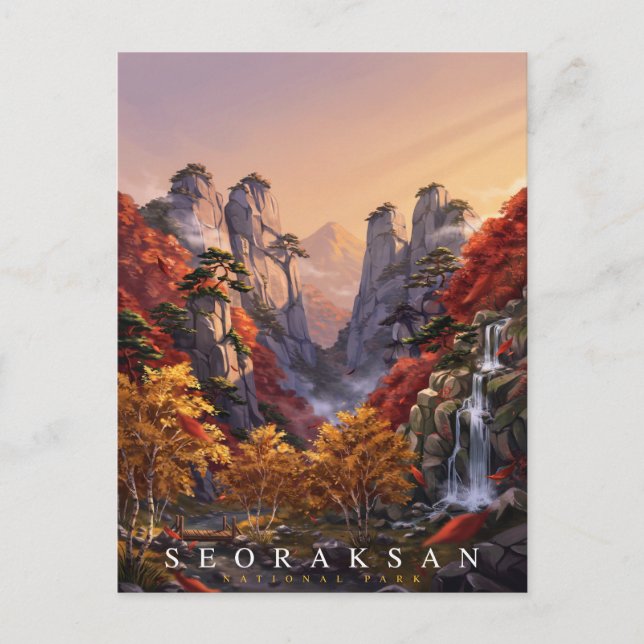 Seoraksan nationalpark Sydkorea Resa Vykort (Framsida)
