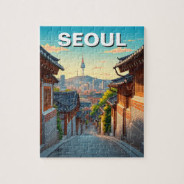 Seoul Bukchon South Korea Sunset Pussel