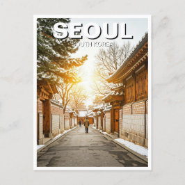 Seoul Bukchon South Korea Winter Vykort