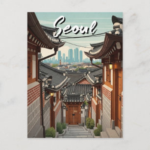 Seoul Bukchon Sydkorea Solnedgång Vykort
