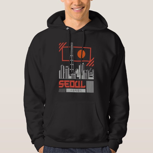 Seoul Capital City of South Korea Hangul Korean Wr Hoodie (Framsida)