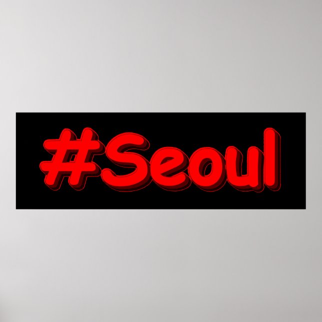"#Seoul" Cute Design. Köp nu Poster (Framsidan)