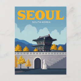 Seoul Gyeongbokgungpalatset Vintagekonst Vykort
