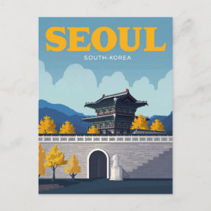 Seoul Gyeongbokgungpalatset Vintagekonst Vykort