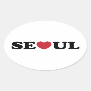 Seoul Kärlek Heart Ovalt Klistermärke